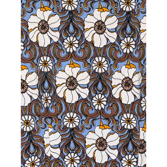 Maeve by Anthropologie Floral Ruched Button-Up Shirt Blue/Brown/White Women's M - Picture 11 of 11